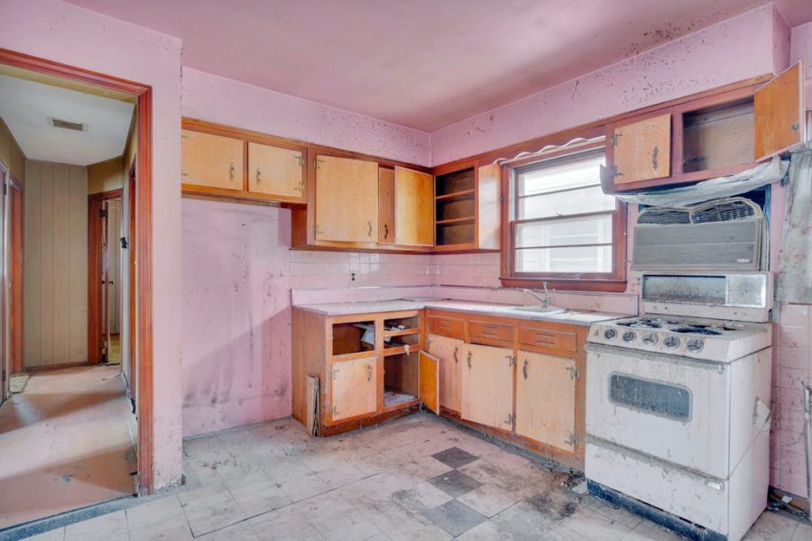 unfinished kitchen area of home for sale at maltz auctions in new york