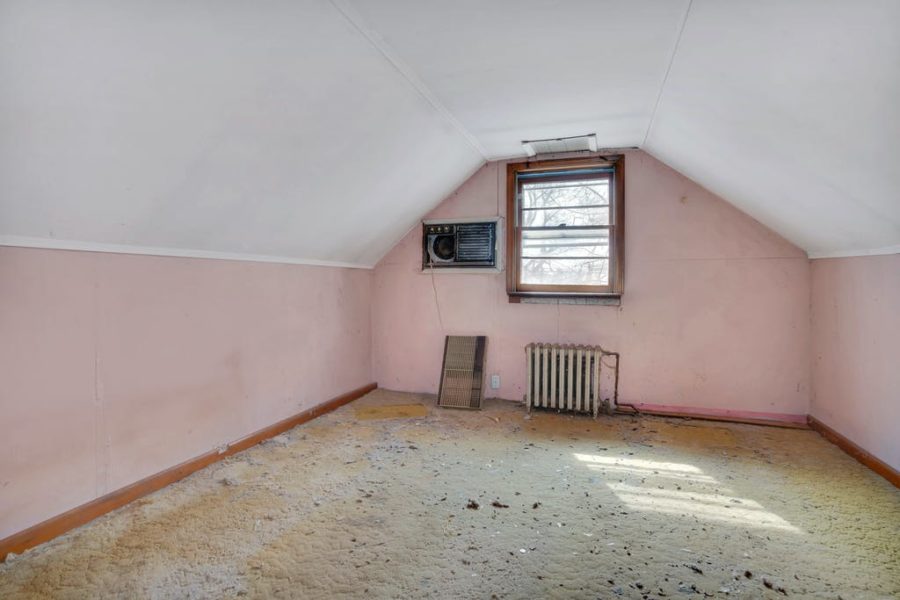 interior unfinished attic of home for sale at maltz auctions in new york