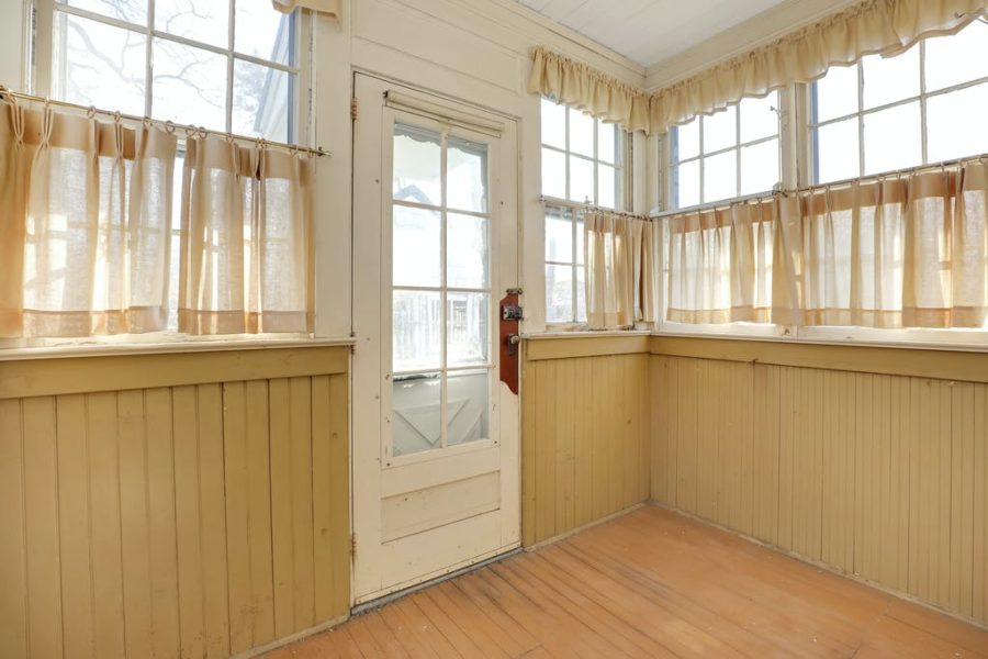 back door entryway of home for sale at maltz auctions in new york