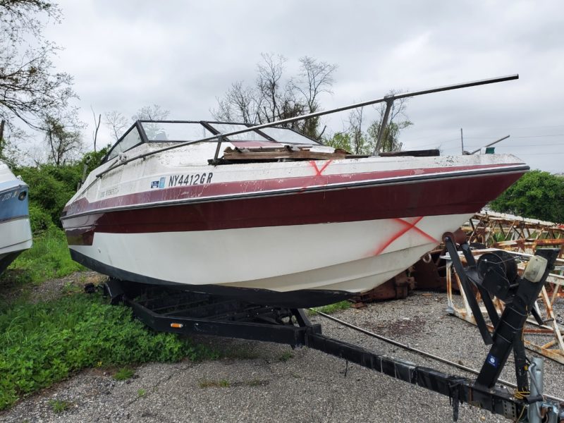 red and white boat for sale by maltz auctions in new york