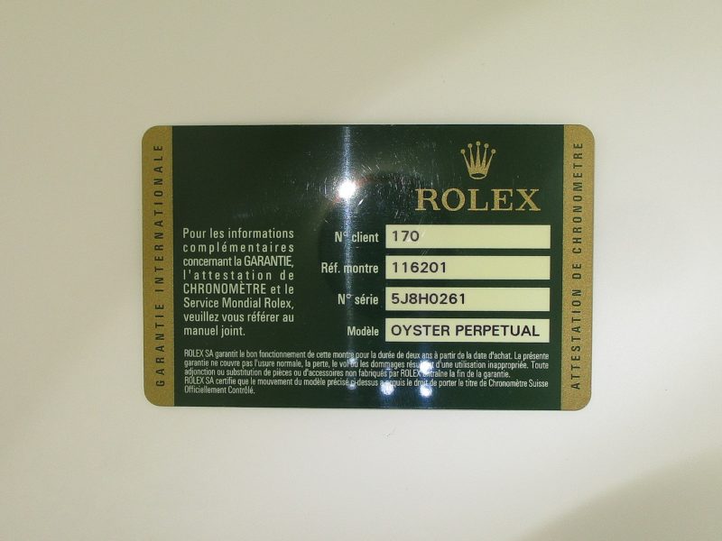 rolex watch manufacturer card