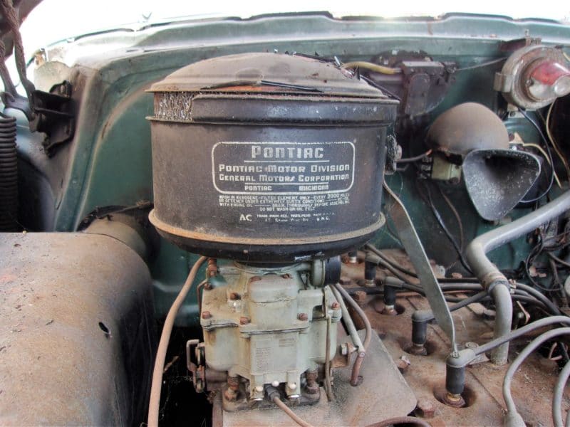 Close up of Pontiac engine up for auction at Maltz Auctions in New York