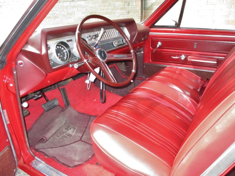 Left Side View of Front Seat of Classic Automobile Up For Auction in New York City