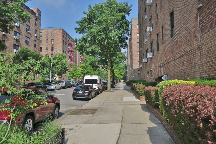 Street of private apartment complex in New York City