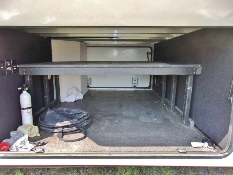 Close up of camper compartment up for auction at Maltz Auctions