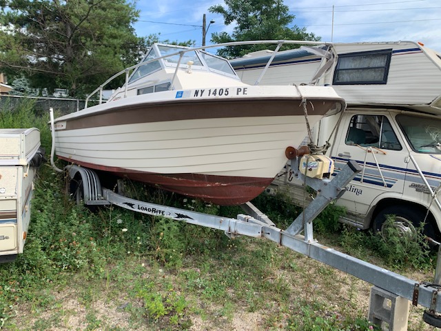 Boat up for auction at Maltz Auctions