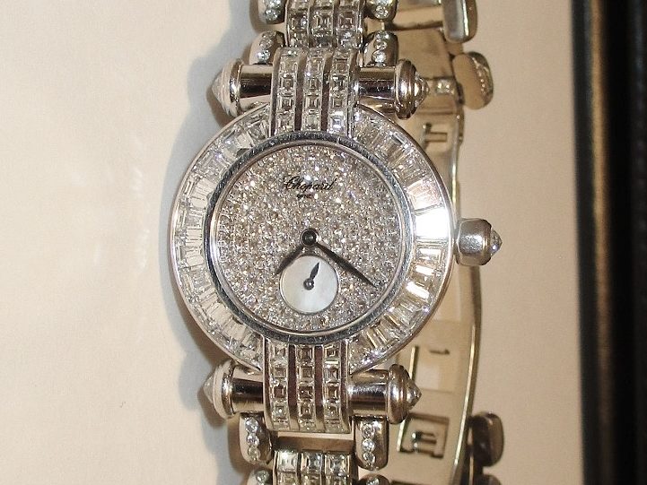 500+ Lots: Jewelry & More… close up of luxury diamond watch for sale at maltz jewelry auctions